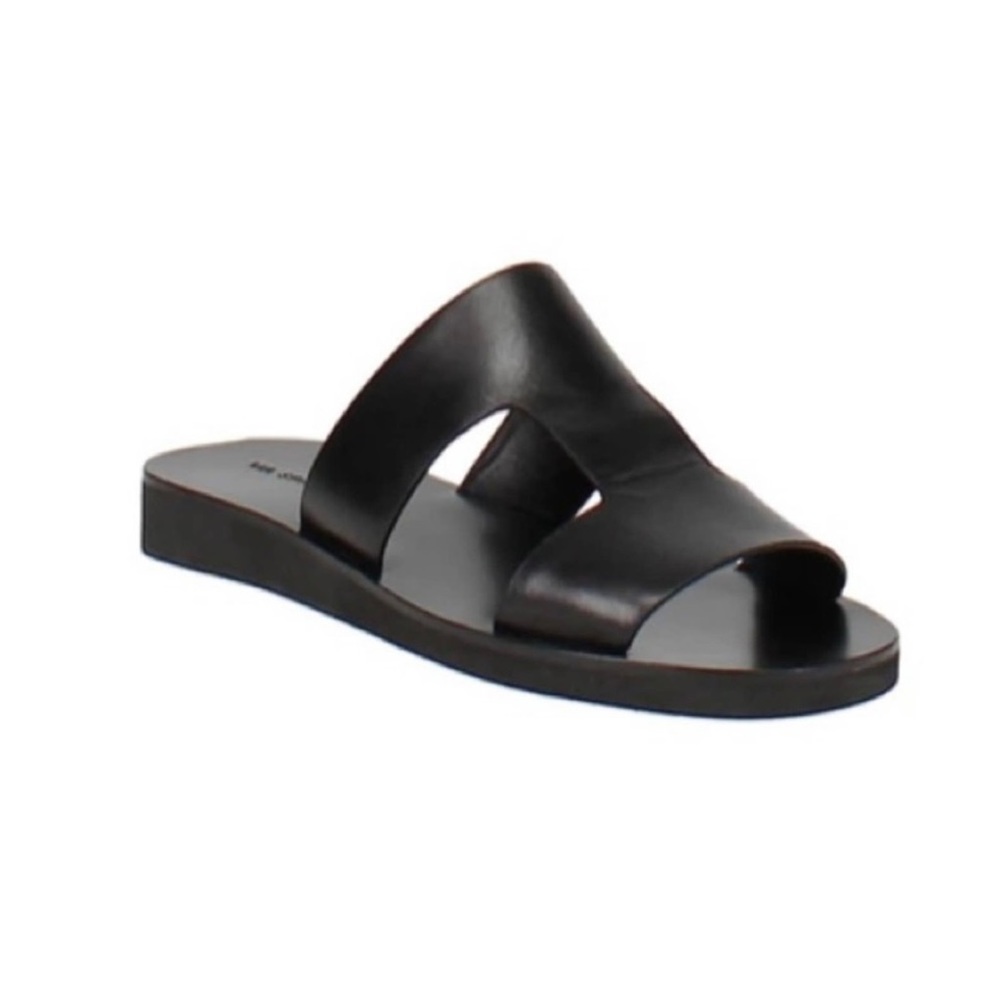 Via Spiga Women's Black Leather Double Strap Blanka Slide Sandals size 7.5